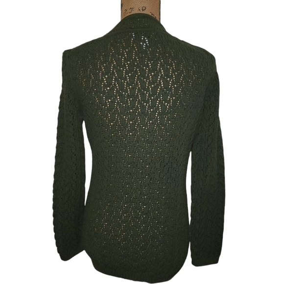 Ann Taylor Loft Sz LARGE Green Sweater Long Sleeve V-Neck Cozycore Grandmacore - Picture 2 of 7